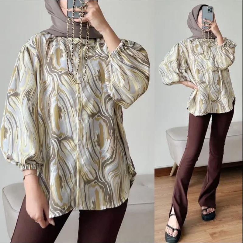 ELZE Blouse Shakila Premium Polos Atasan Kemeja Wanita