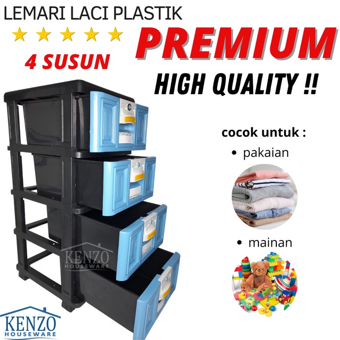 Terlaris Lemari Plastik Pakaian Baju Serbaguna Laci Susun Plastik Tabitha - 4 Susun, Hijau