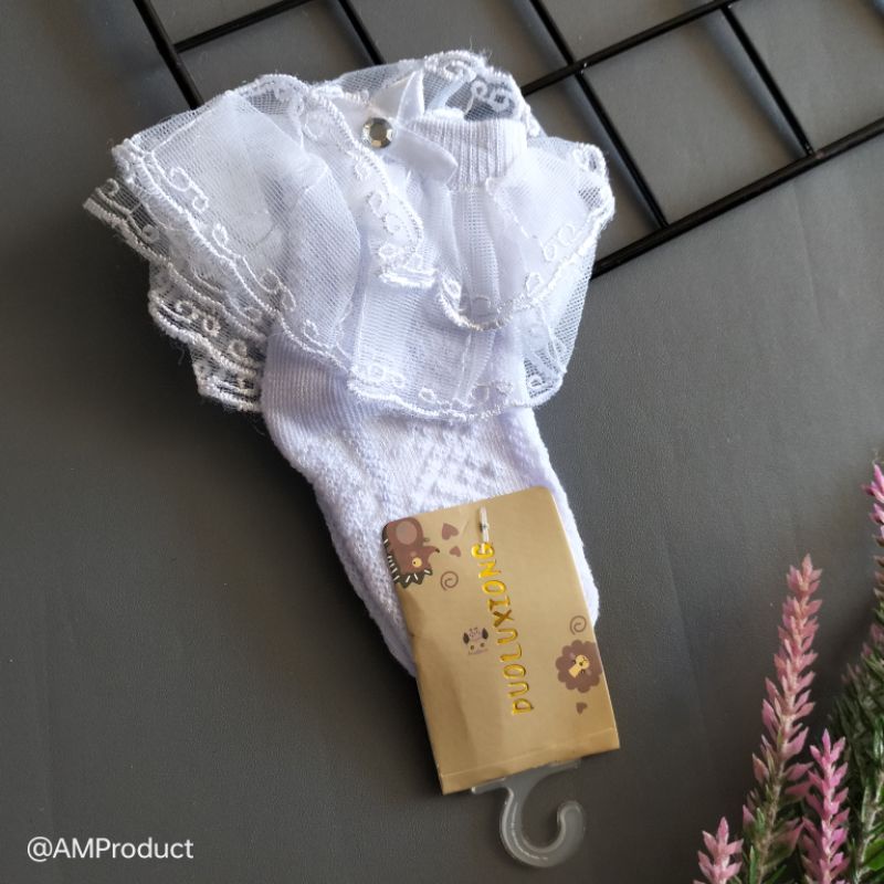 kaos kaki bayi perempuan premium pita renda 0-12 bulan