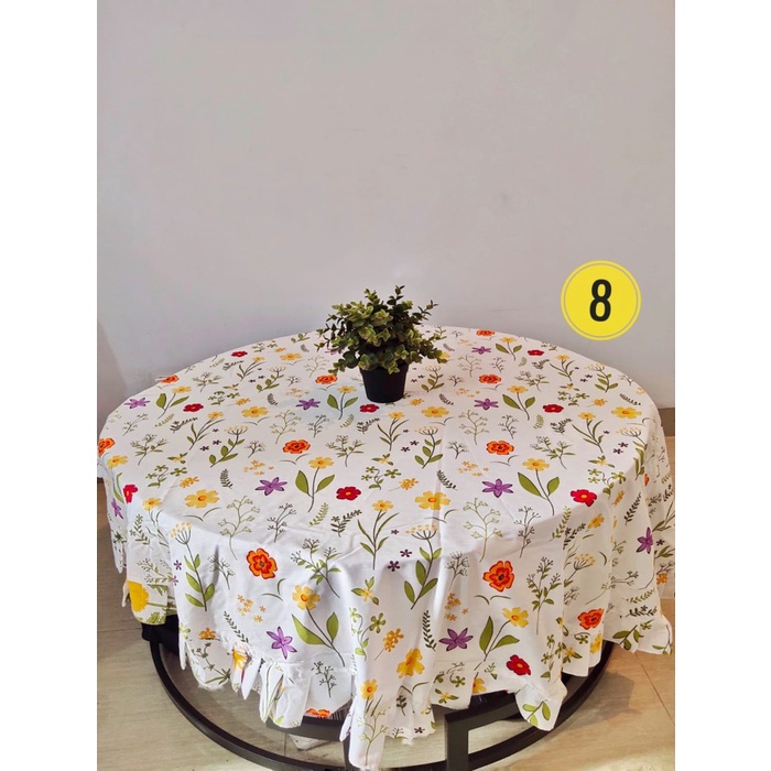 Taplak Meja Makan Bulat 4 (Empat) Kursi Rempel / Rumbai