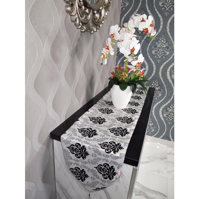 Taplak Meja Makan Panjang Minimalis Modern /Taplak Runner Klasiksilver