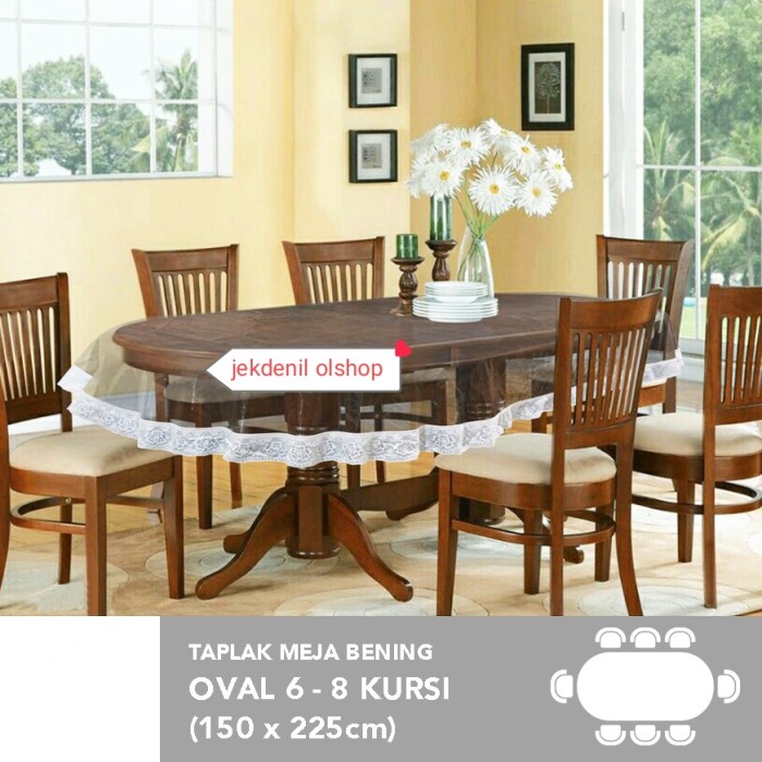 Taplak Meja Makan Oval 6- Kursi Mewah