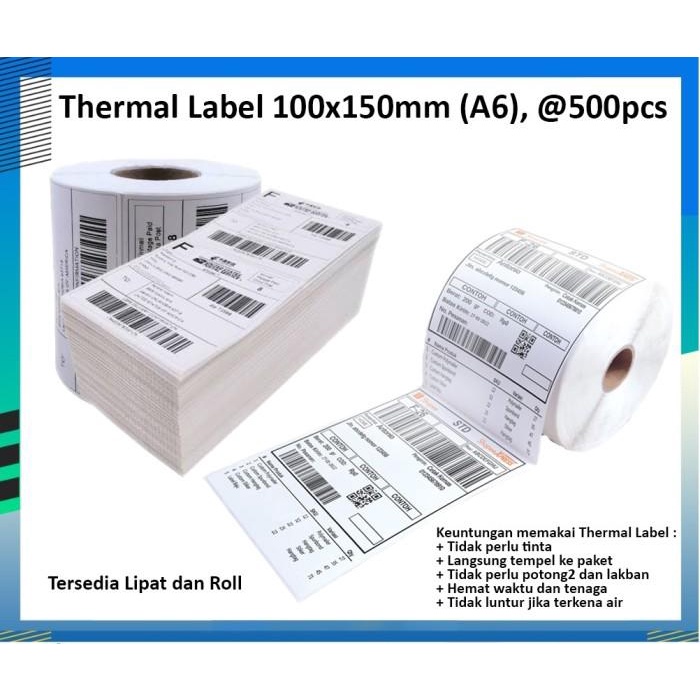 

Terlaris Label Thermal 100X150 Mm Label Barcode Stiker Awb Kertas Thermal