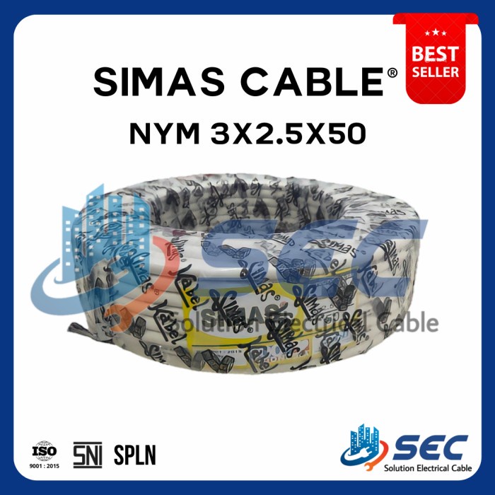 Terlaris Kabel Listrik Nym 3X2.5 Mm Tembaga Murni Sni Simas