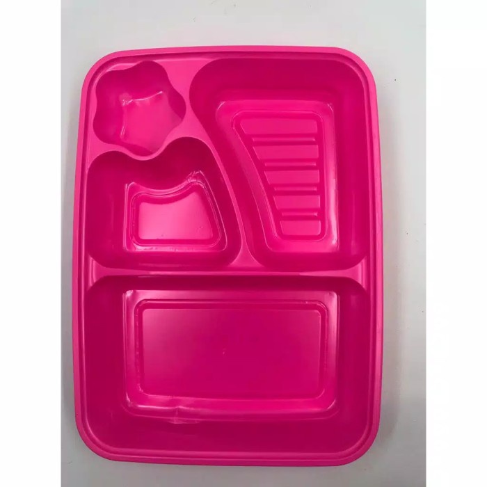 Terlaris @50Set Mika Bento 4 Sekat Hitam Merah Pink Kuning Putih / Tempat Makan