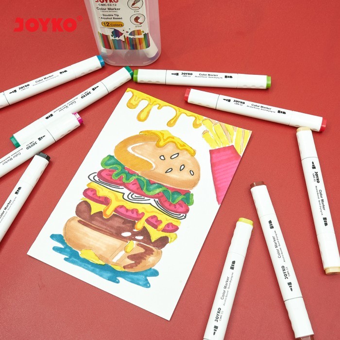 

Joyko Color Marker Highlighter Spidol Cmk-53-12 Dual Tip 12 Warna Lucu