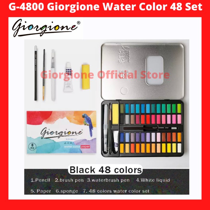 

G-4800 Giorgione Water Color Paint Set 48 Warna Cat Air Kuas Lukis