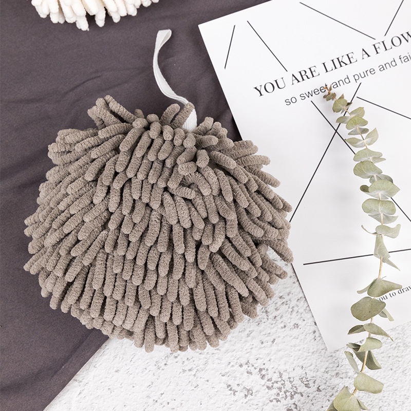 Holiven Handuk Tangan Chenille Gaya Jepang Gantung Besar Penyerap Dapur Handuk Tebal Masukkan Saputangan Kamar Mandi Bola Tangan
