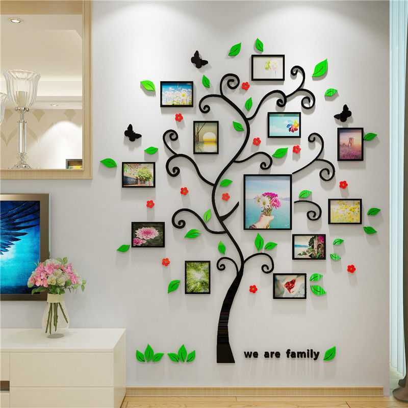 Holiven Stiker Dinding Pohon dan Pigura Akrilik 3 Dimensi