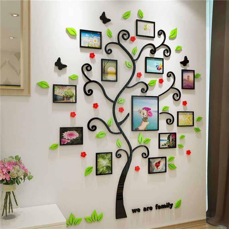 Holiven Stiker Dinding Pohon dan Pigura Akrilik 3 Dimensi