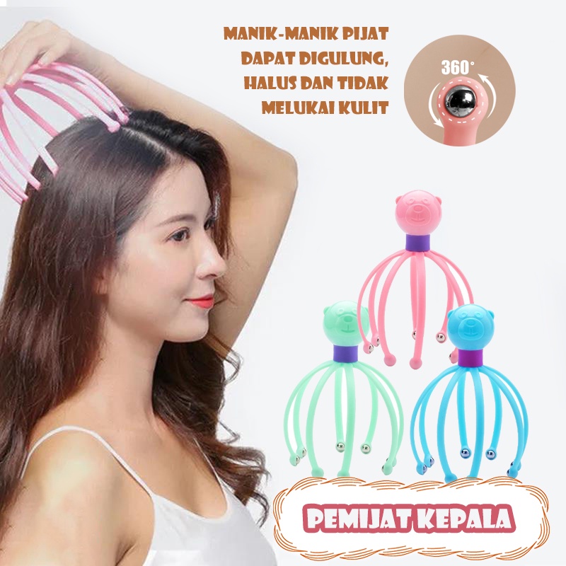 Holiven Multifungsi Gurita Bola Kepala Pijat Kepala Bola Baja Meridian Pijat Sederhana Bahan PP Kepala Grabber