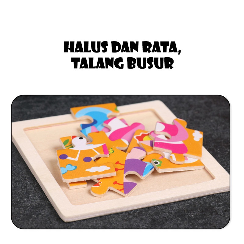 Holiven Anak-anak Jigsaw Puzzle Kartun Hewan 9 Buah Pesawat Puzzle Bayi Pendidikan Anak Usia Dini