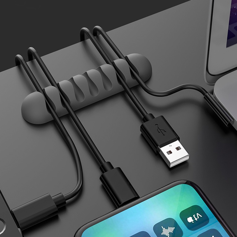 Holiven Klip Penata Kabel Cable Organizer Clip Charger Holder Tempel Dinding Meja 7 Slot