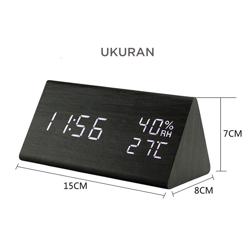 Holiven Alarm digital kayu waktu dan suhu jam LED tiga dimensi