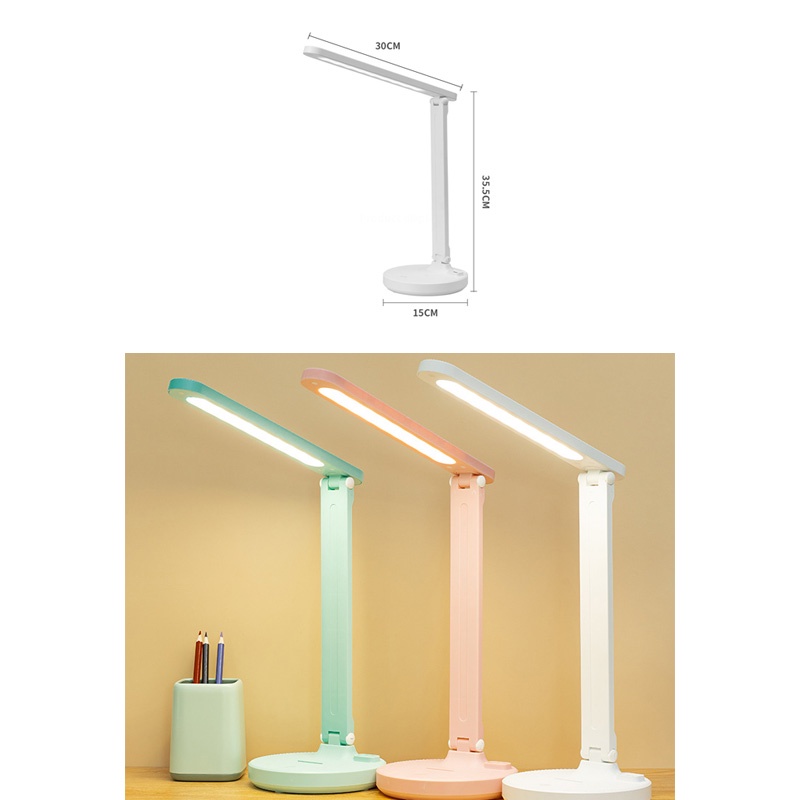 Holiven Lampu Meja / Lampu Belajar / Lampu Baca Lipat Desklamp LED Foldable 3 Warna Dimmer