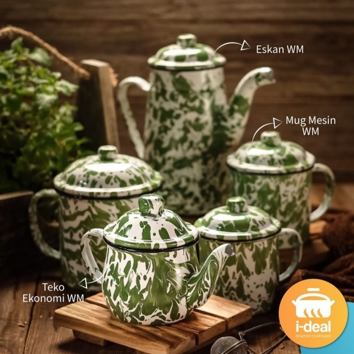 Terlaris Teko Eskan Lurik Blirik + 2 Mug Cangkir Jokowi Burik Loreng 12 Cm Set