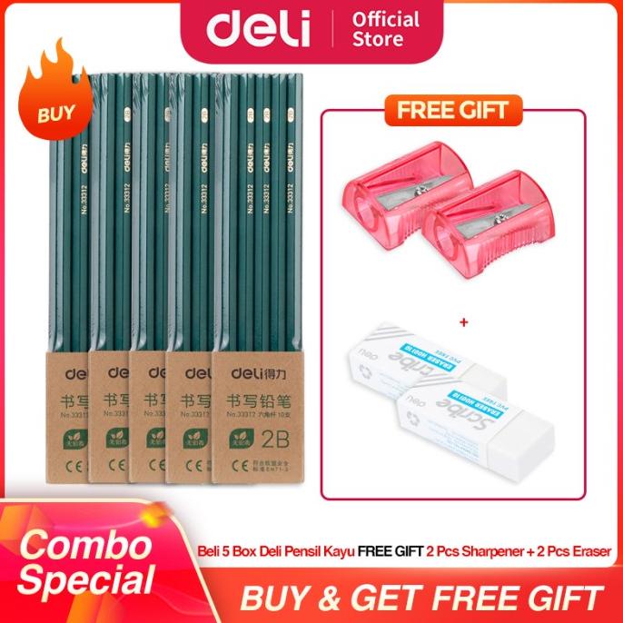 

COMBO SUPER HEMAT (Deli Graphite Pencil / Pensil Kayu 2B Isi 10)