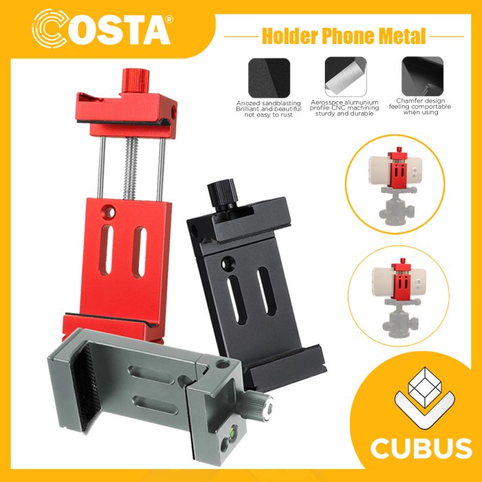 COSTA PH-10 CNC Metal Phone Holder Tripod With HotShoe/ Waterpass