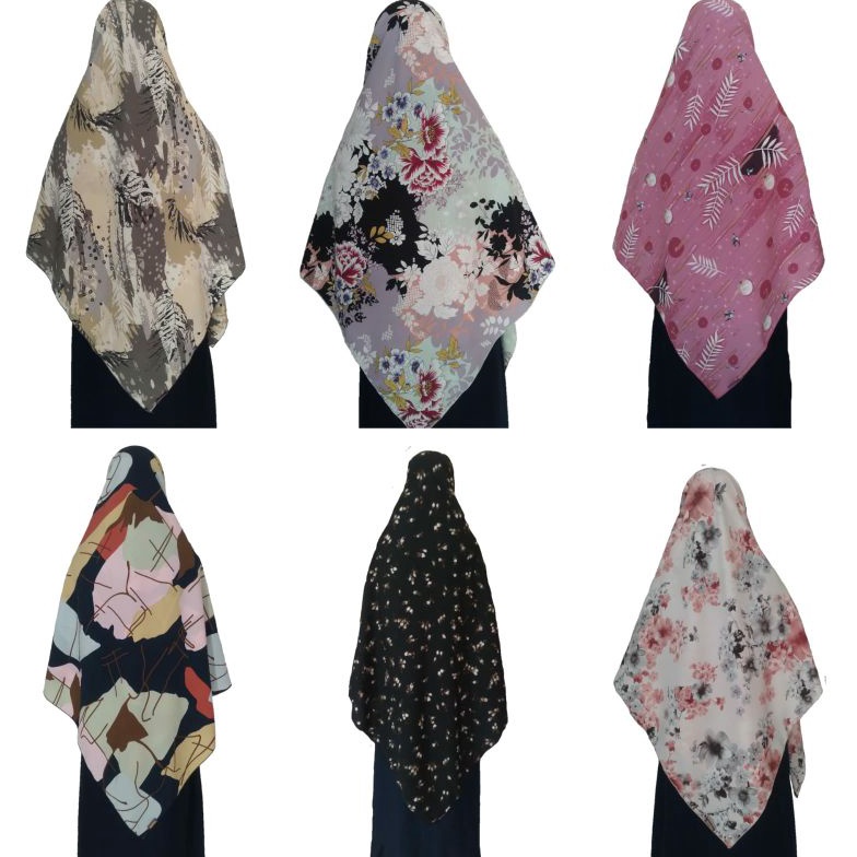 (F♥T8-㊚) khimar segiempat wolfis motif jumbo syari  uk 150x150 By Honi Hijab baanyak diminati