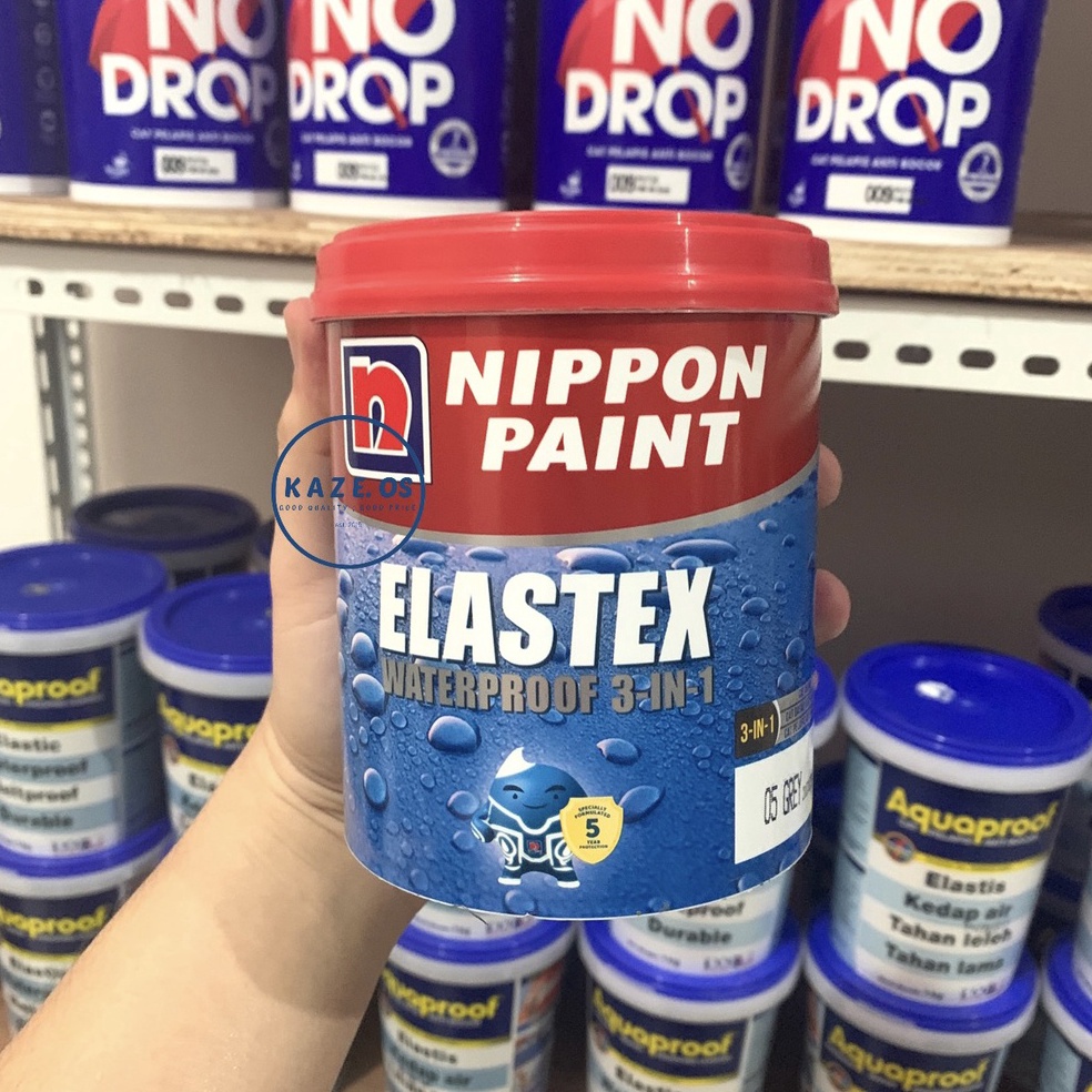 Model Keren.. ASLI 100% ELASTEX 3 IN 1 NIPPON PAINT 1KG / 1 KG WARNA LENGKAP PUTIH ABU ABU BIRU HITA