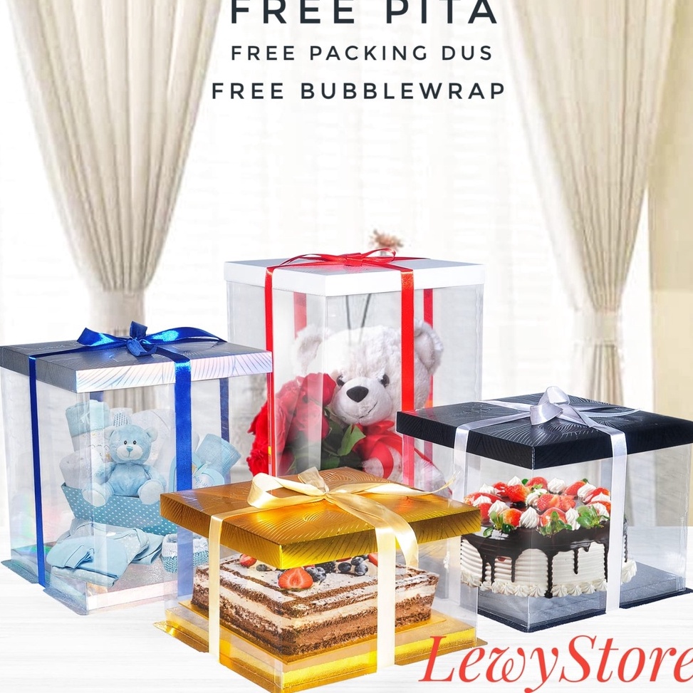 

Cake Box Mika Dus Kue Kotak Kue 22x22 cm Transparant PET s89ic