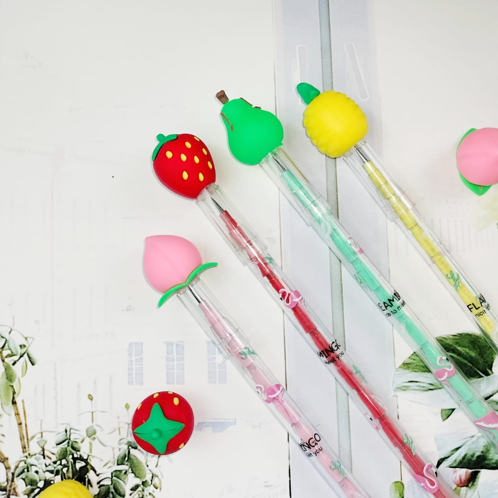 Pensil Susun Buah versi 2 / Pensil Sambung Fruit Cute Lucu harga Murah / Pensil Motif Buah-Buahan Imut Unik Alat Tulis Sekolah Anak Kekinian bisa Grosir dan COD
