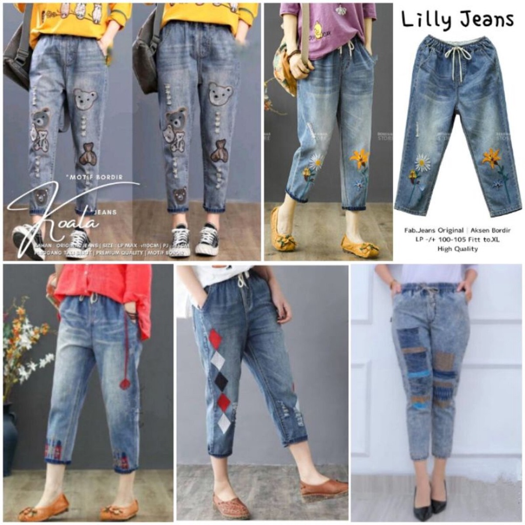 CELANA JEANS WANITA / BAGGY PANTS WANITA BORDIR