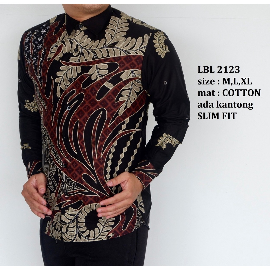 Baju Batik Pria Slimfit Kemeja Lengan Panjang Hem Slim Fit LBL 2123