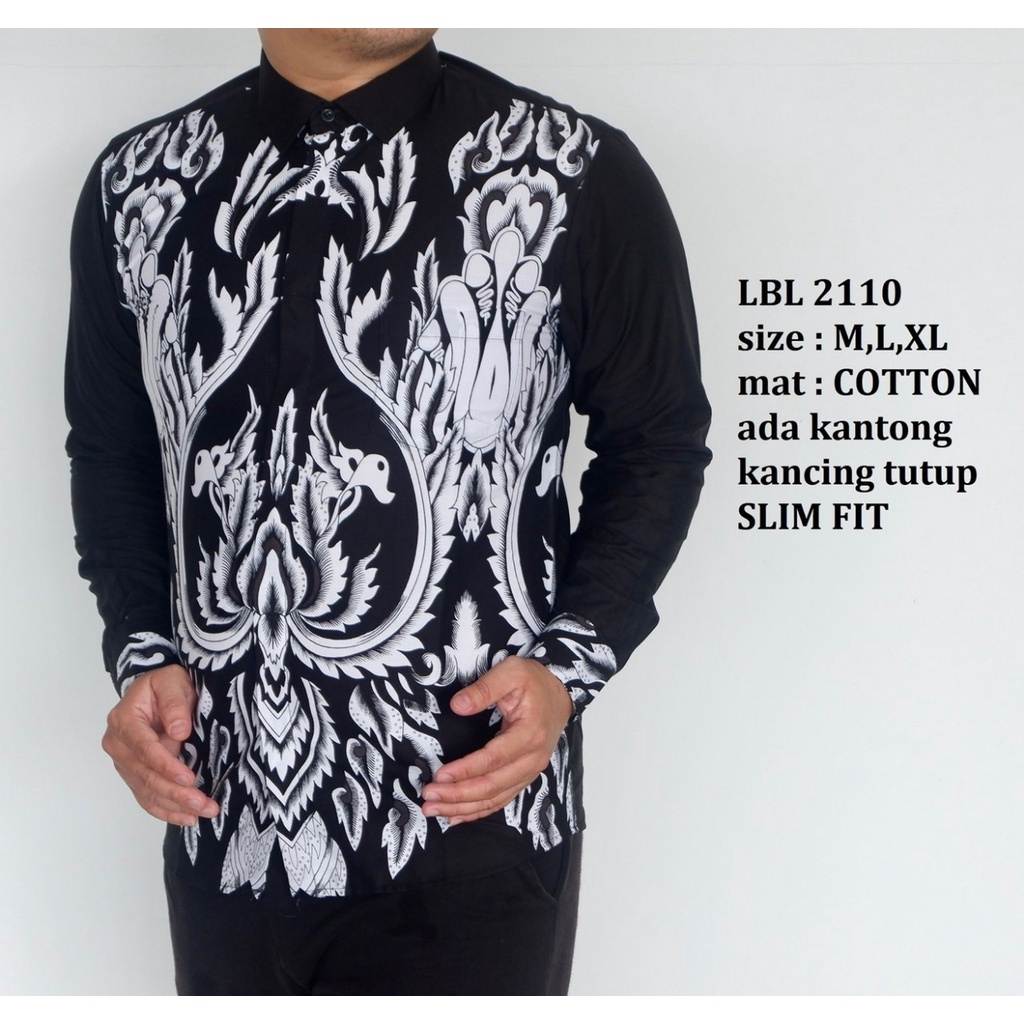 Baju Batik Pria Slimfit Kemeja Lengan Panjang Hem Slim Fit LBL 2110