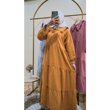 MAZAYA MIDI DRESS CRINCLE | DRESS MIDI WANITA | GAMIS WANITA