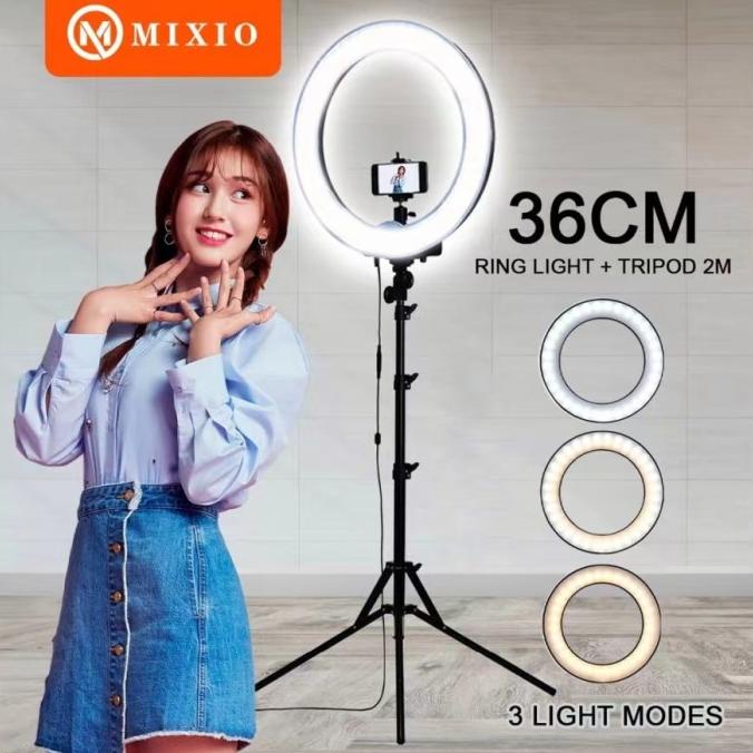 MIXIO RingLight 36cm Wireless + Light Stand Tripod 2M 1.6M 1.1M