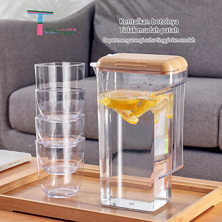 HARGA SPESIAL|| Teko Air Panas Dan Dingin set dengan Cangkir / Teko plastik Air minum Jug 1,5 Liter 