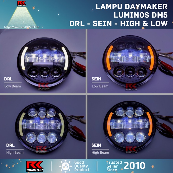 Luminos DM5 Lampu LED Daymaker 5.75 inch DRL Sein High Low 30 Watt