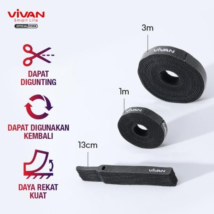 

Kualitas terbaik] VIVAN Reusable Velcro Strap Cable Ties Pengikat Perekat Penjepit Kabel