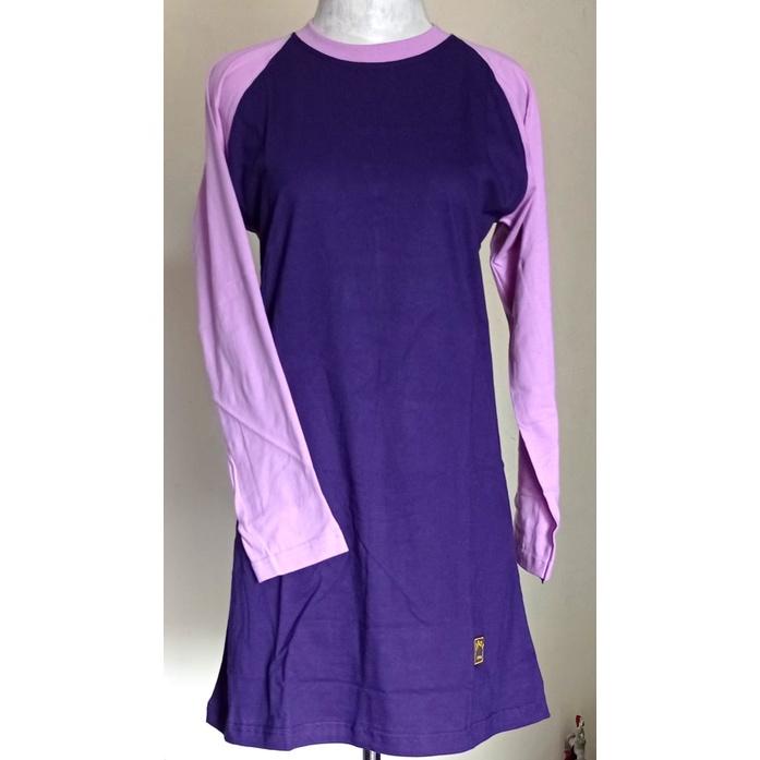 TERLARIS S-XXXL Kaos Reglan Polos Tunik Muslimah Ungu Tua Ungu Muda/Seragam Olahraga/Santai/Gowes