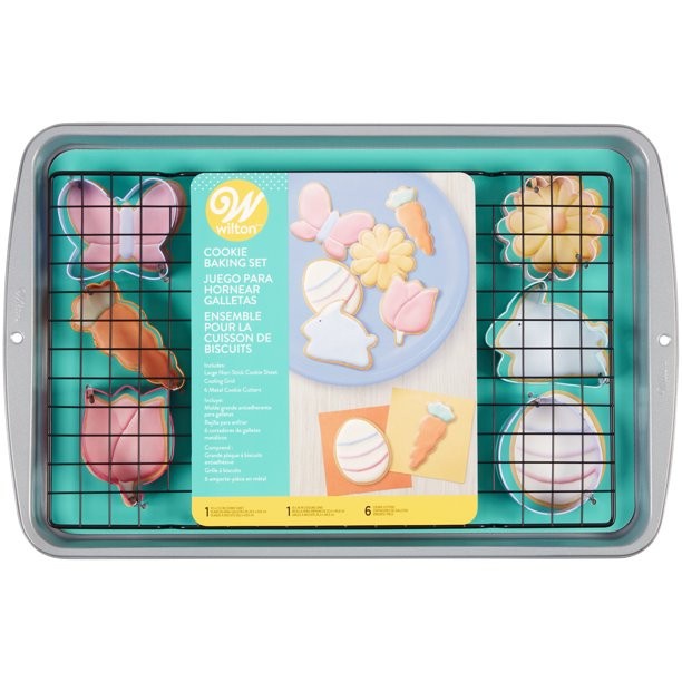 

Wilton Spring Cookie Baking Set 8Pcs - Pan,Colling Grid, dan 6 Cutters