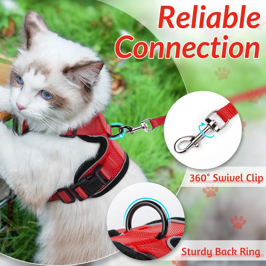 Rompi kucing rompi harness + tali tuntun Harness ROMPI Rompi Harness Modis Mesh Lembut dengan Tali Pengikat Reflektif Harness aksesoris hewan peliharaan