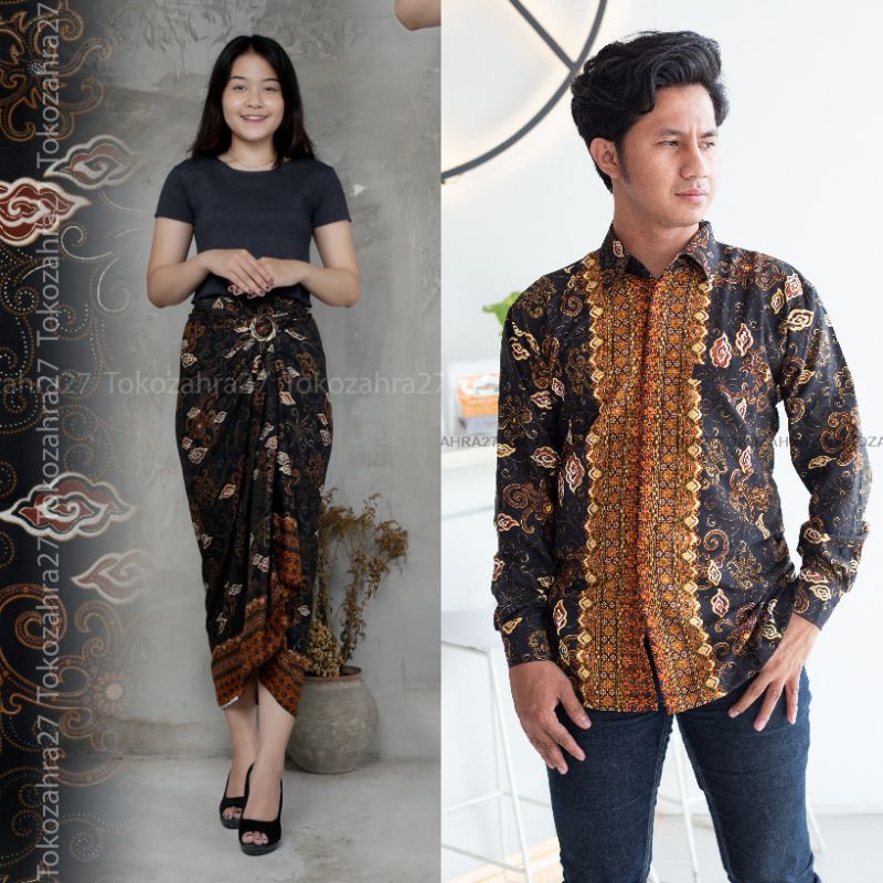 VOL. 2 Couple Rok Lilit Hem Batik Lengan Panjang Kondangan Pasangan