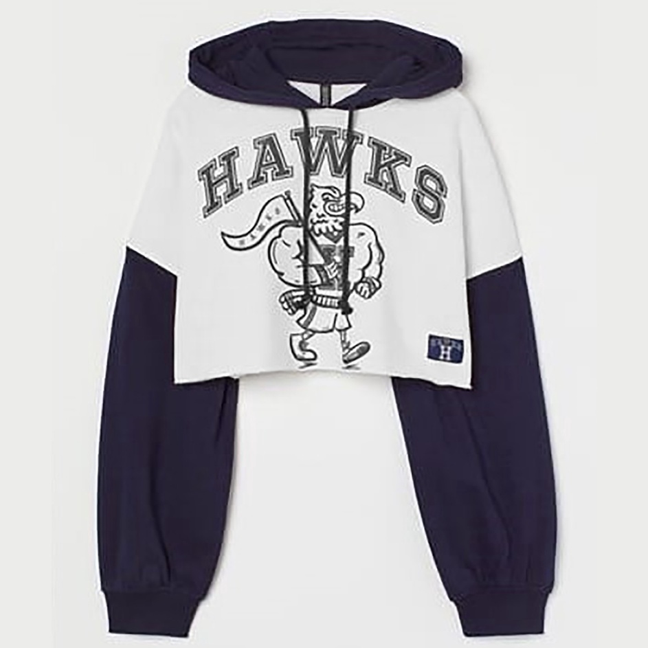 Sweater Hoodie Crop Wanita Hawks | American Style Sweatshirt Cropped | Pakaian Wanita | Bahan Fleece