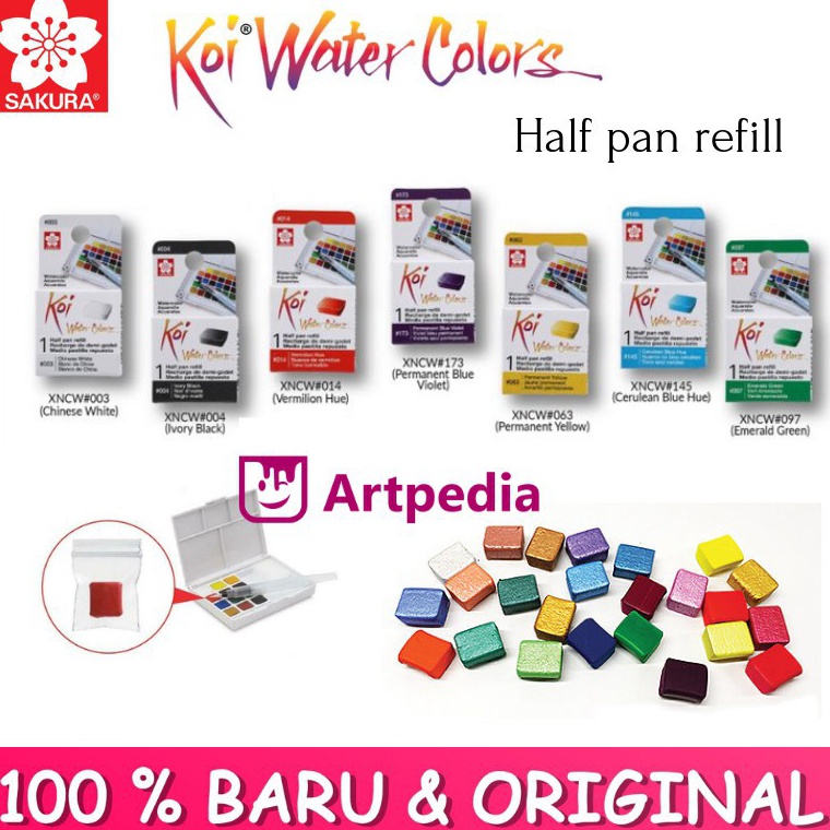 

hj52100 Sakura Koi Watercolor Half Pan Refil l/ WaterColor Refill / Isi Cat Air 9065
