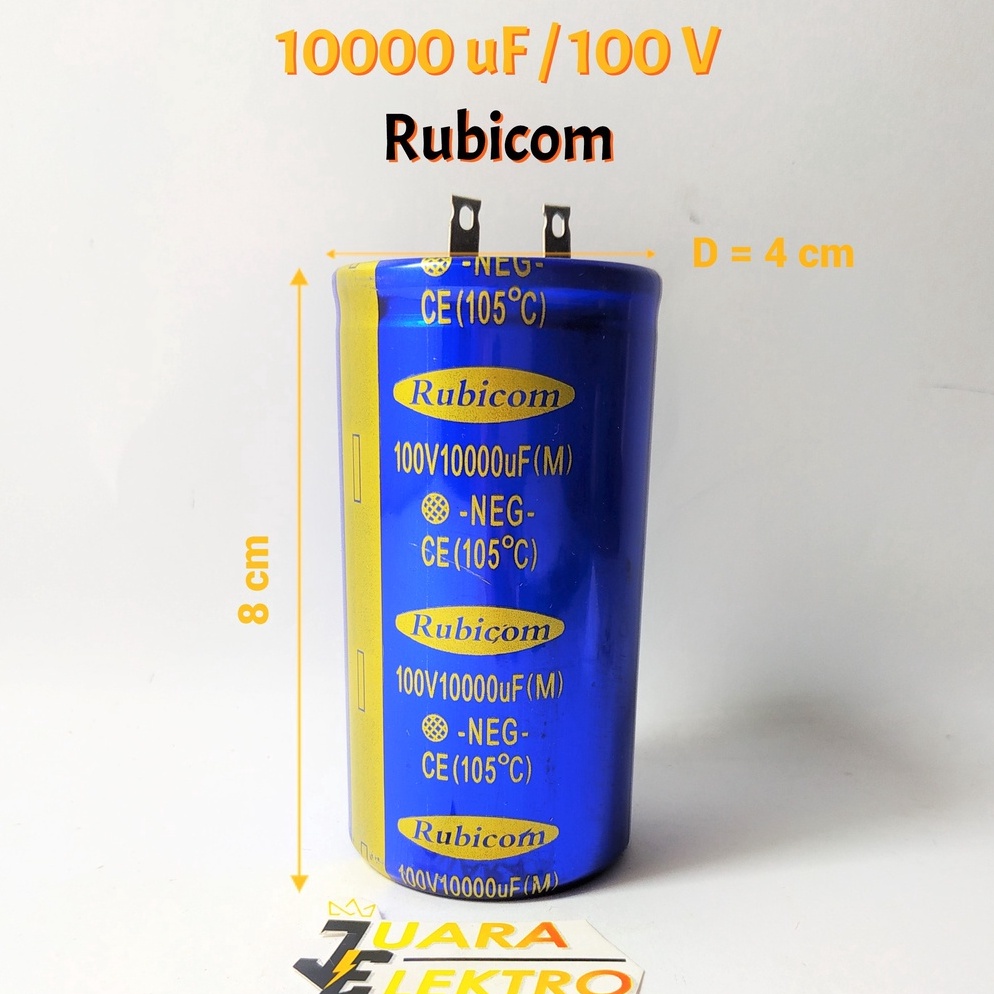 Kualitas Terbaik RUBICOM Elco 10000uF/100V | Kapasitor Elko 10000 uF/100 V Rubicom Biru HKZ