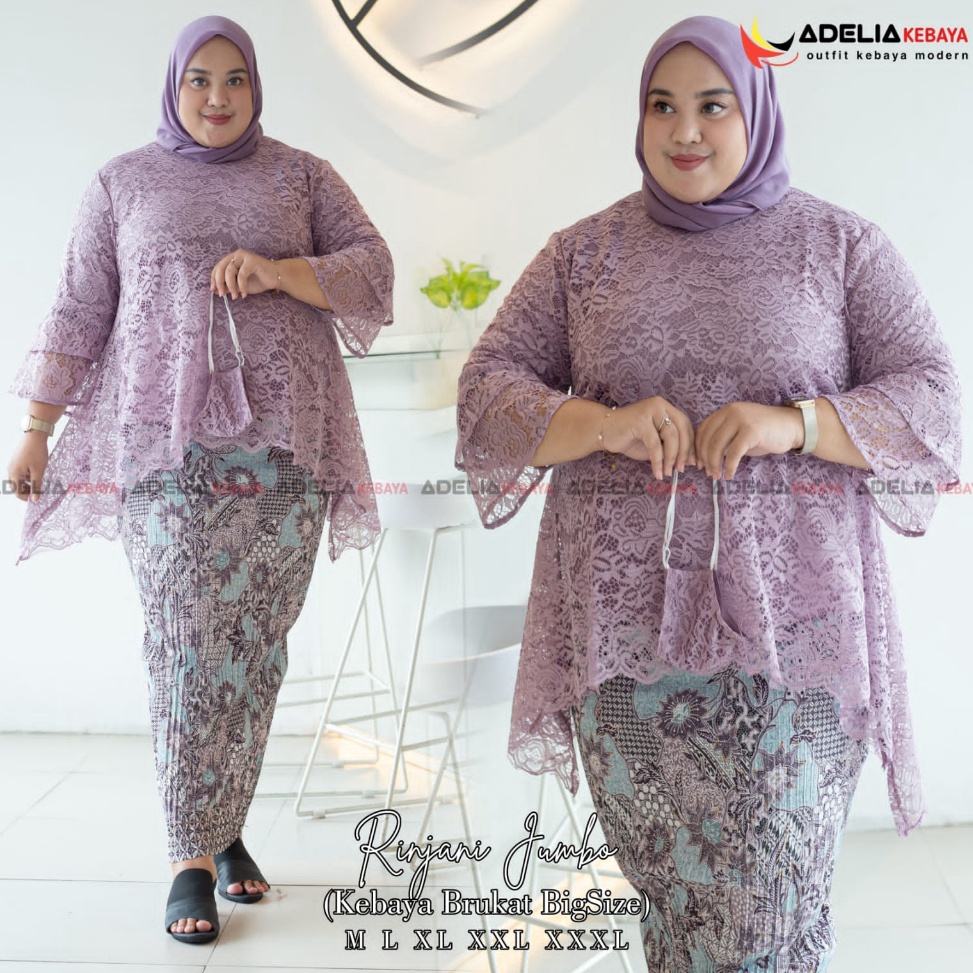 ADE> KEBAYA BRUKAT JUMBO  SET KEBAYA RINJANI BRUKAT MODERN - MODEL KEBAYA BRUKAT KEKINIAN COCOK UNTU