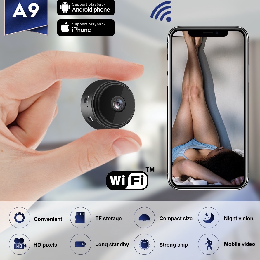 Best Produk Spy Cam Kamera wifi Kamera pengintai mini IP Camera Wireless Smart Cctv mini A9 WiFi Kam