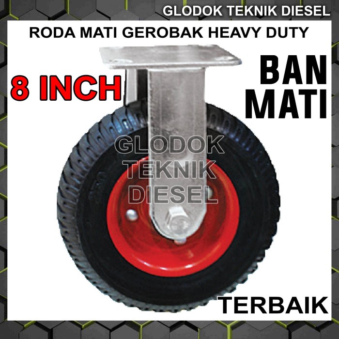 Roda Karet Mati HEAVY DUTY Trolley Troli 8" Inch Gerobak BAN MATI HD