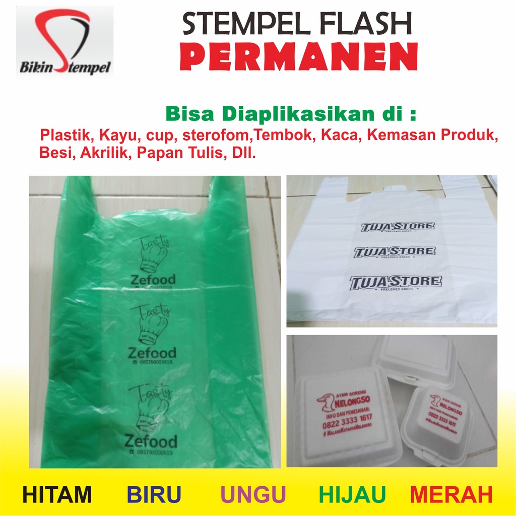 

STEMPEL FLASH PERMANEN CUSTOM STEMPEL PLASTIK / STEMPEL STEROFOM / STEMPEL OTOMATIS FREE TINTA REFIL