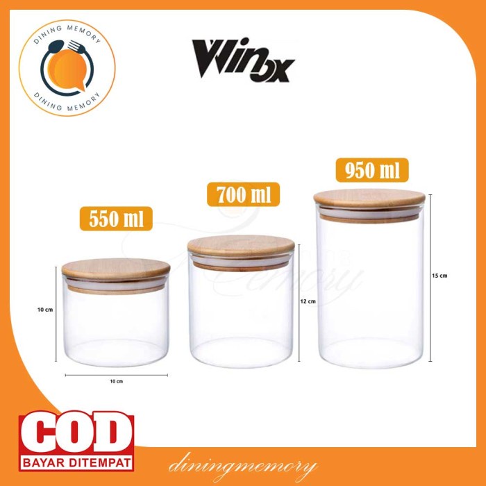 Winox Toples Glass Canister Per Pcs