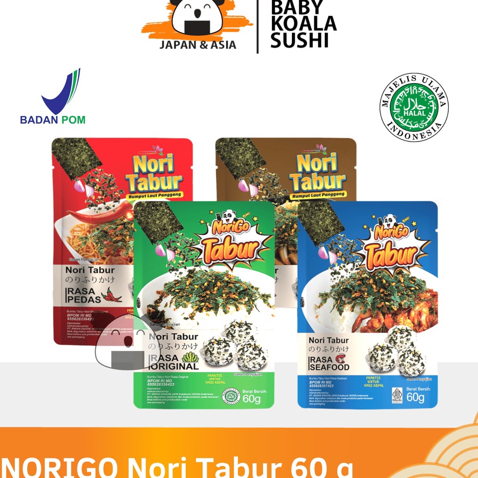 

[KODE PRODUK 0GDUZ6539] NORIGO Nori Tabur 60 g Halal | Abon Nori | Taburan Rumput Laut Kering