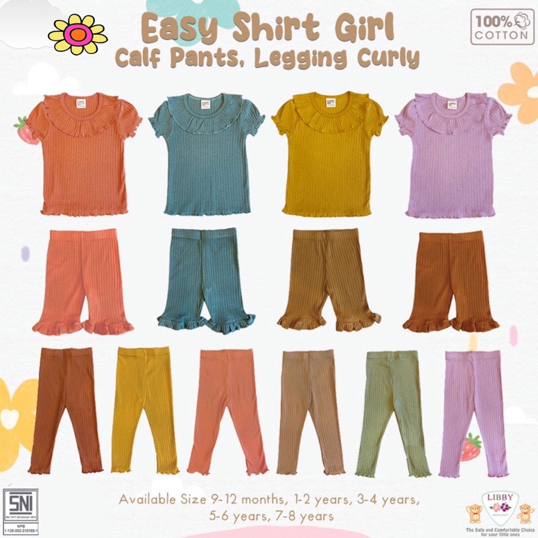 [W❤VJ㊚) Easy Shirt GIRLS & Legging CURLY Libby Kaos dan legging anak usia 6bulan - 8tahun terrviral