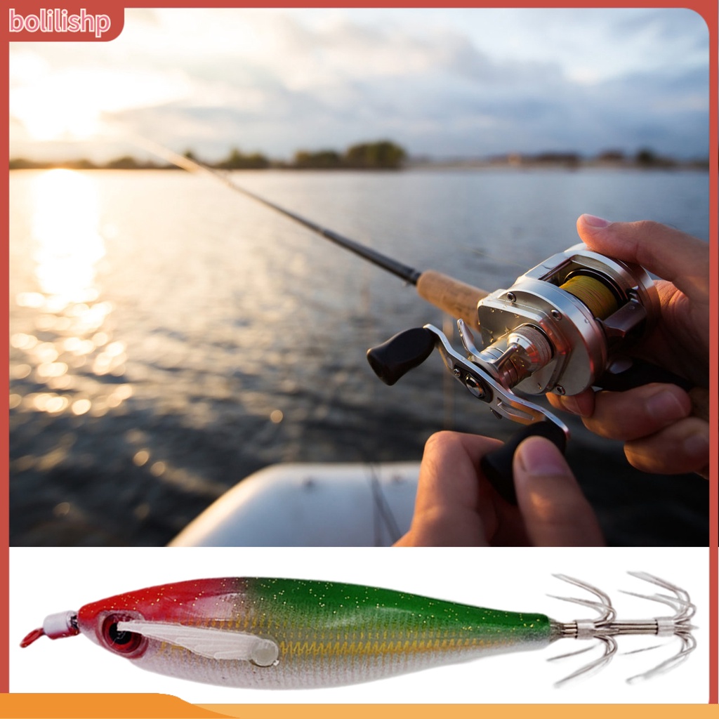 [Bolilishp] 5.5cm Kait Cumi Udang Dengan Efek Bercahaya Simulasi Angling Plastik Luminous Wooden Shrimp Squid Hooks Outdoor Fishing