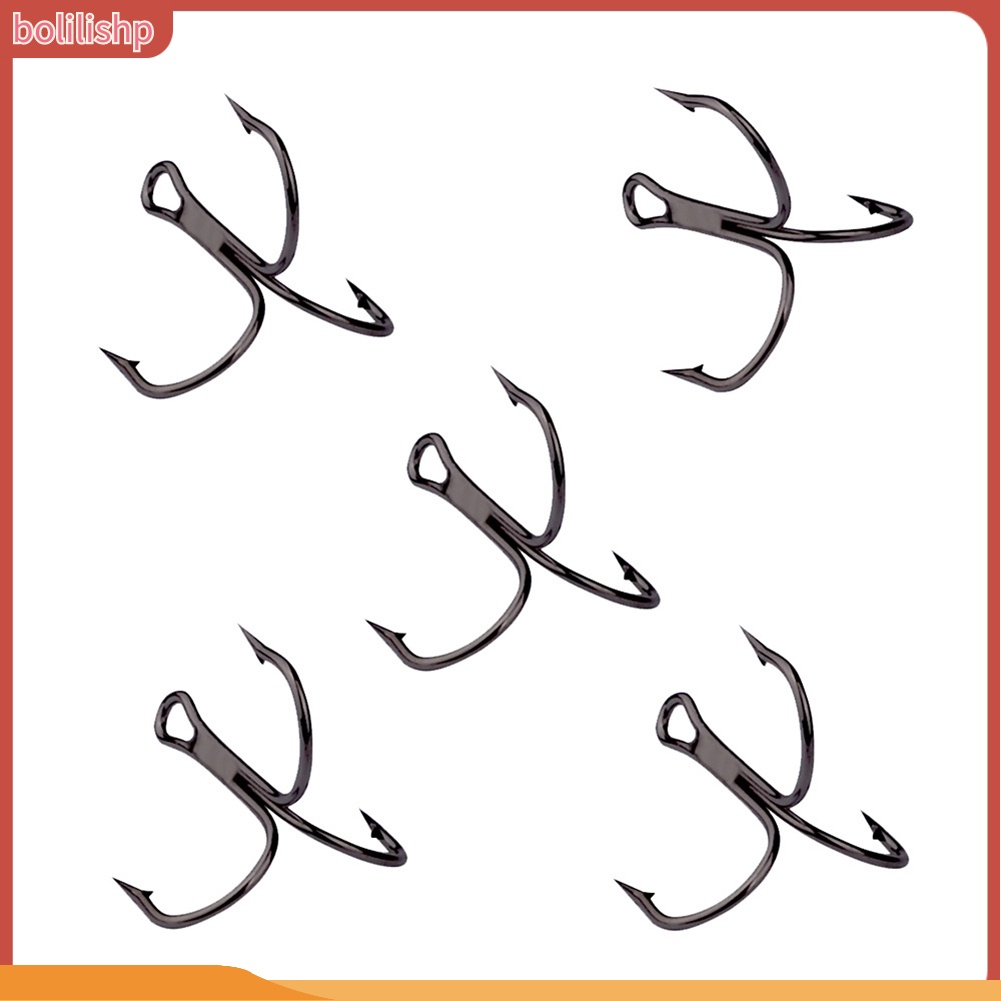 &lt;Bolilishp&gt; 50Pcs High-carbon Steel Crank Outdoor Fishing Lure Bait Triple Hooks Tackle Tool